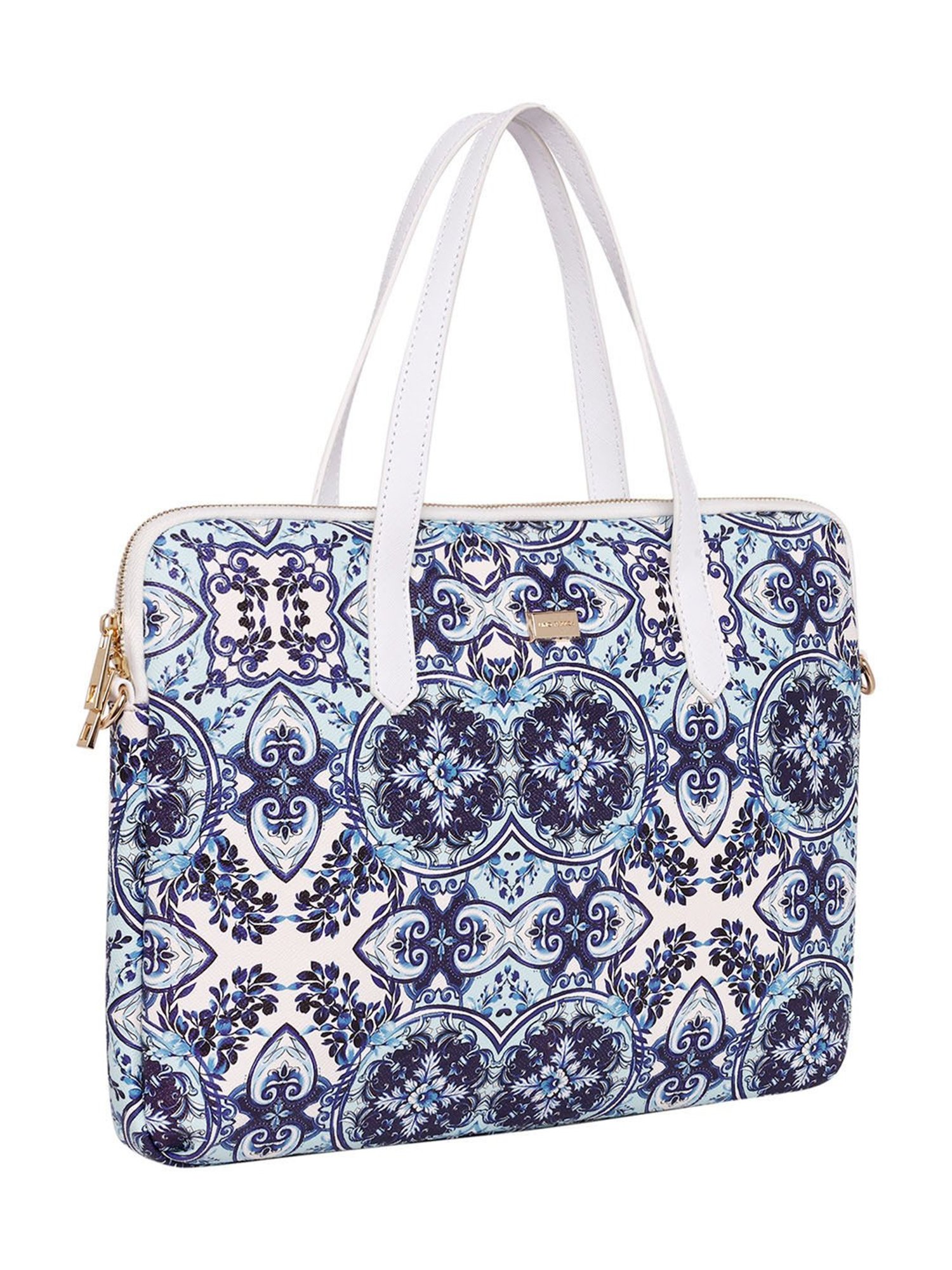 Lino Perros Blue Floral Medium Laptop Handbag
