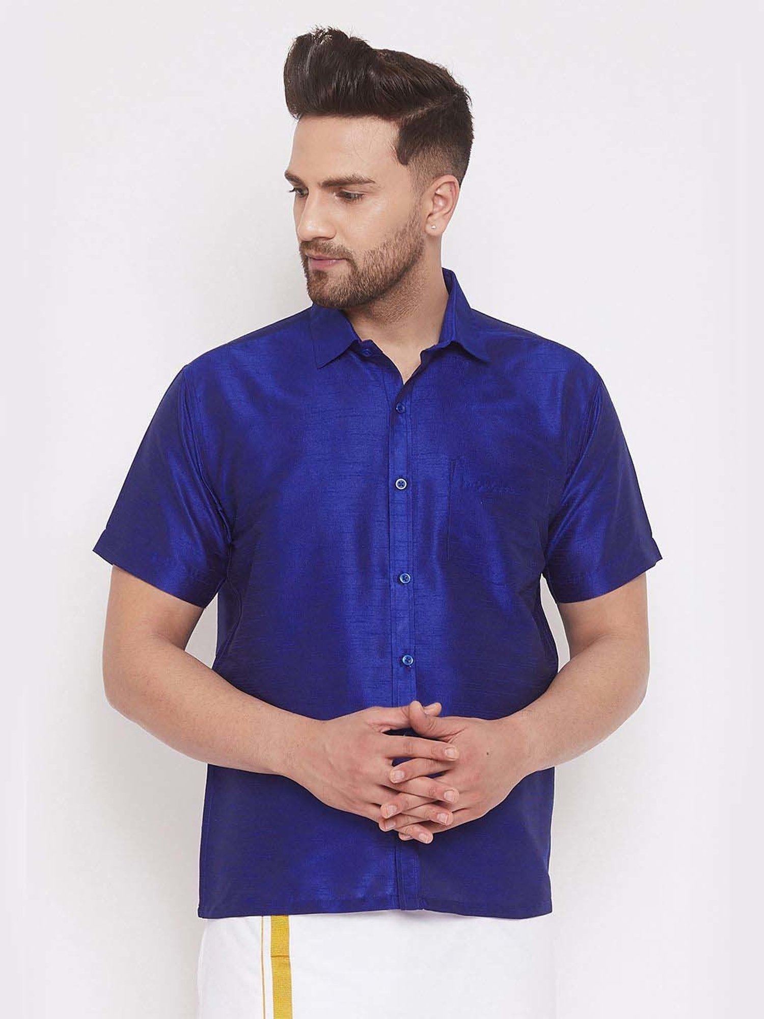 Ramraj Red Cotton Regular Fit Shirt