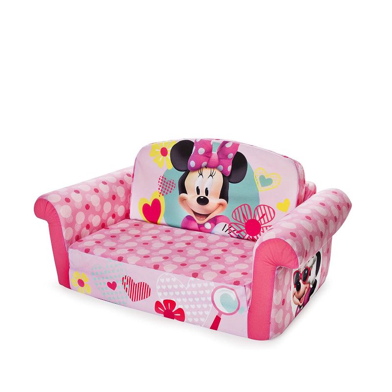 Marshmallow Furniture 2-in-1 Polyester Foam Flip Open Kids Couch Sleeper Bed Sofa Furniture for Ages 18 Months and Up, Minnie Mouse