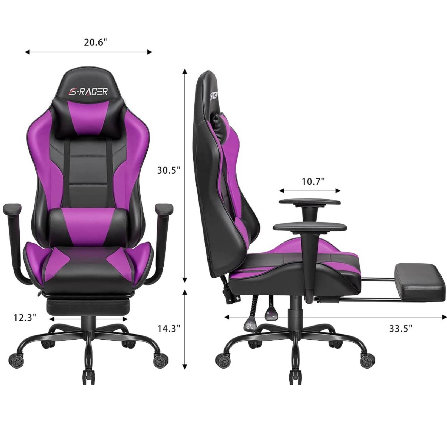 Homall Gaming Chair Computer Office Chair Ergonomic Desk Chair with Footrest Racing Executive Swivel Chair Adjustable Rolling Task Chair (Green)