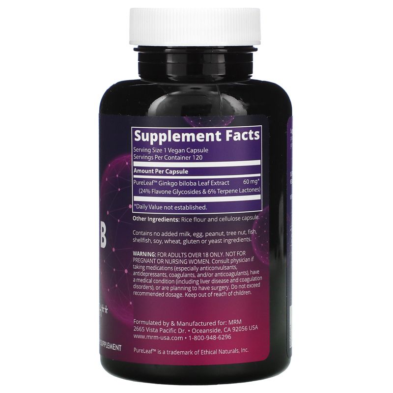 MRM Ginkgo B, 60 mg, 120 Vegan Capsules, Greens and Superfood Supplements