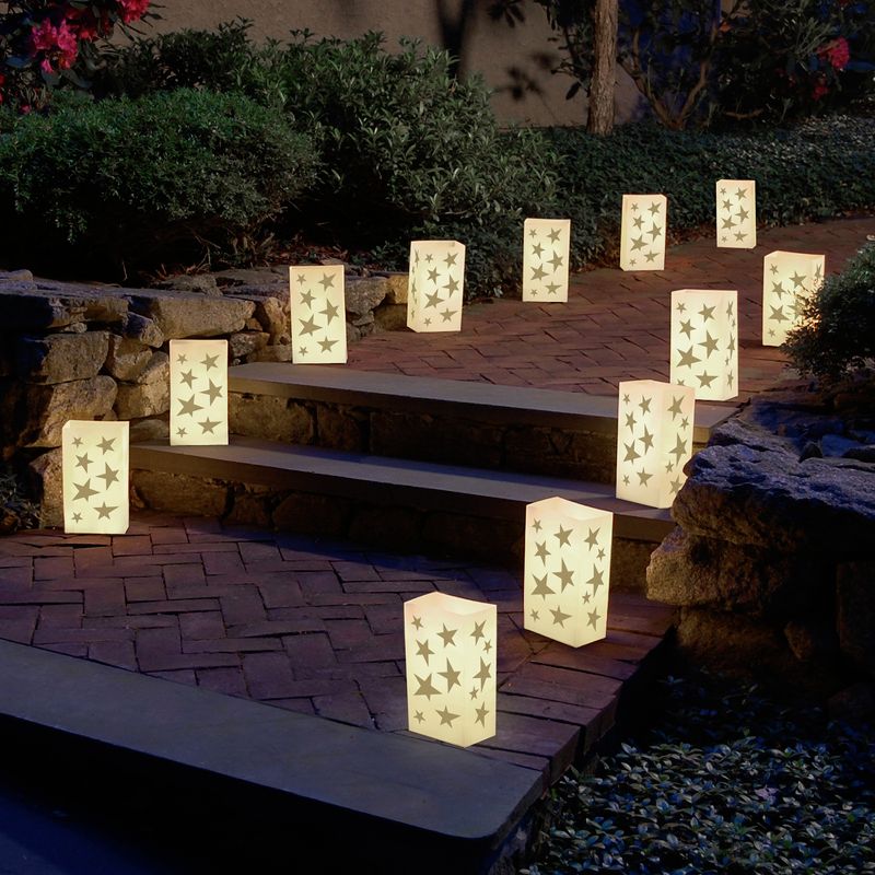 12ct Stars Plastic Luminaria Bags Gold