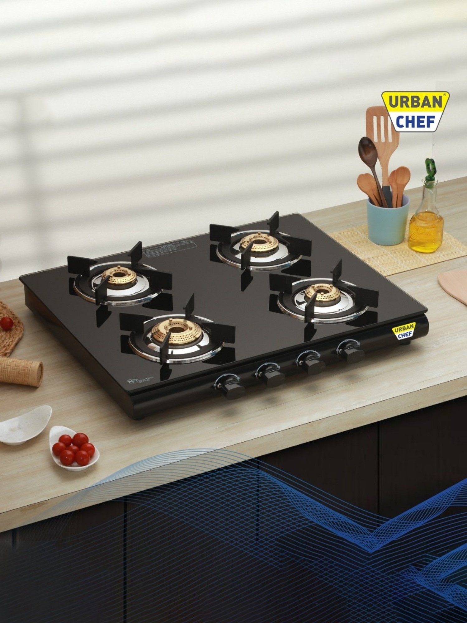 Urban Chef Gas Stove with 4 burners ( Black )