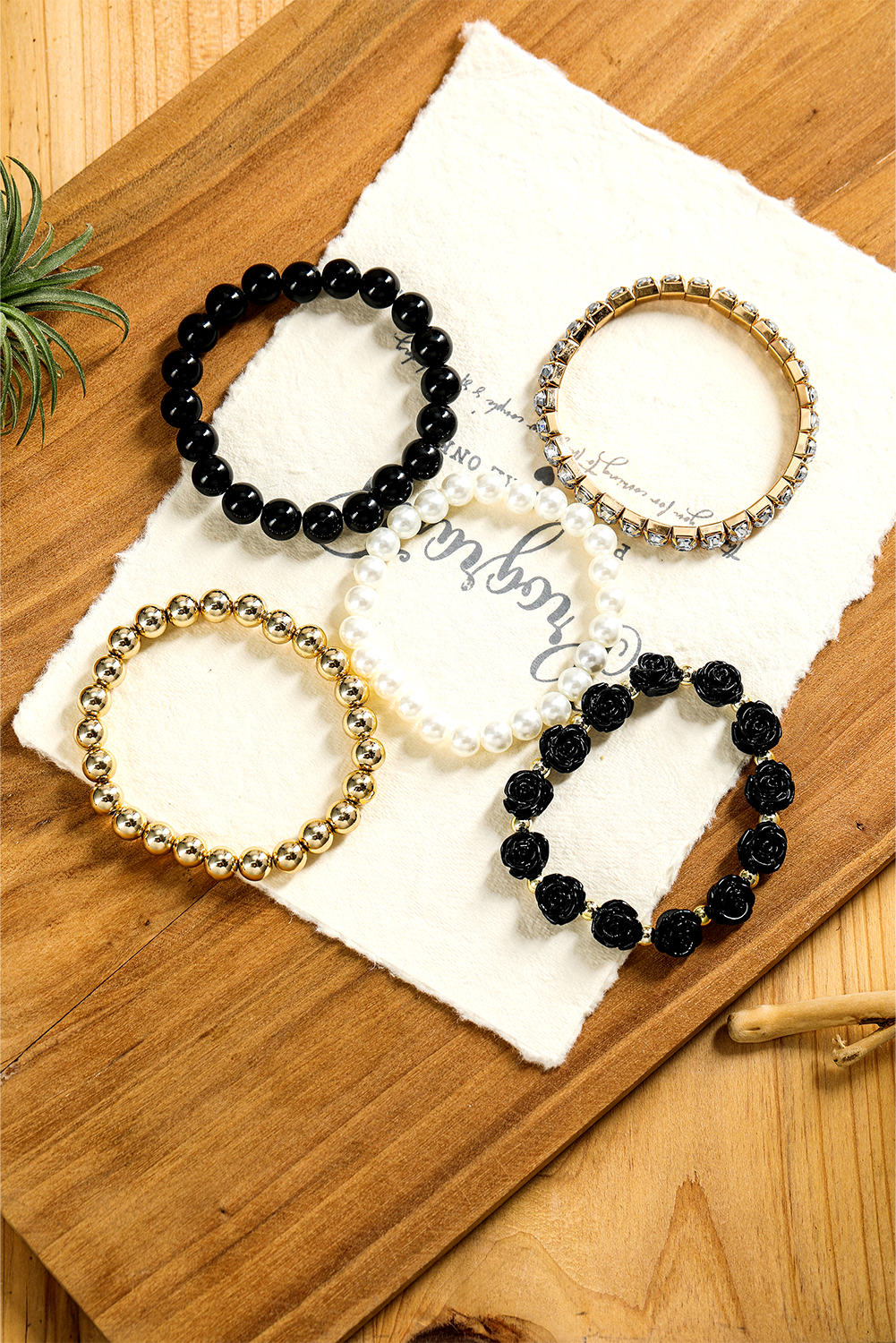 Gold Full Diamond Leather Wide Magnetic Buckle Bracelet