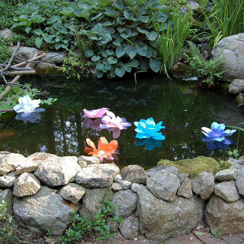 6ct Floating Lotus Paper Lantern Green