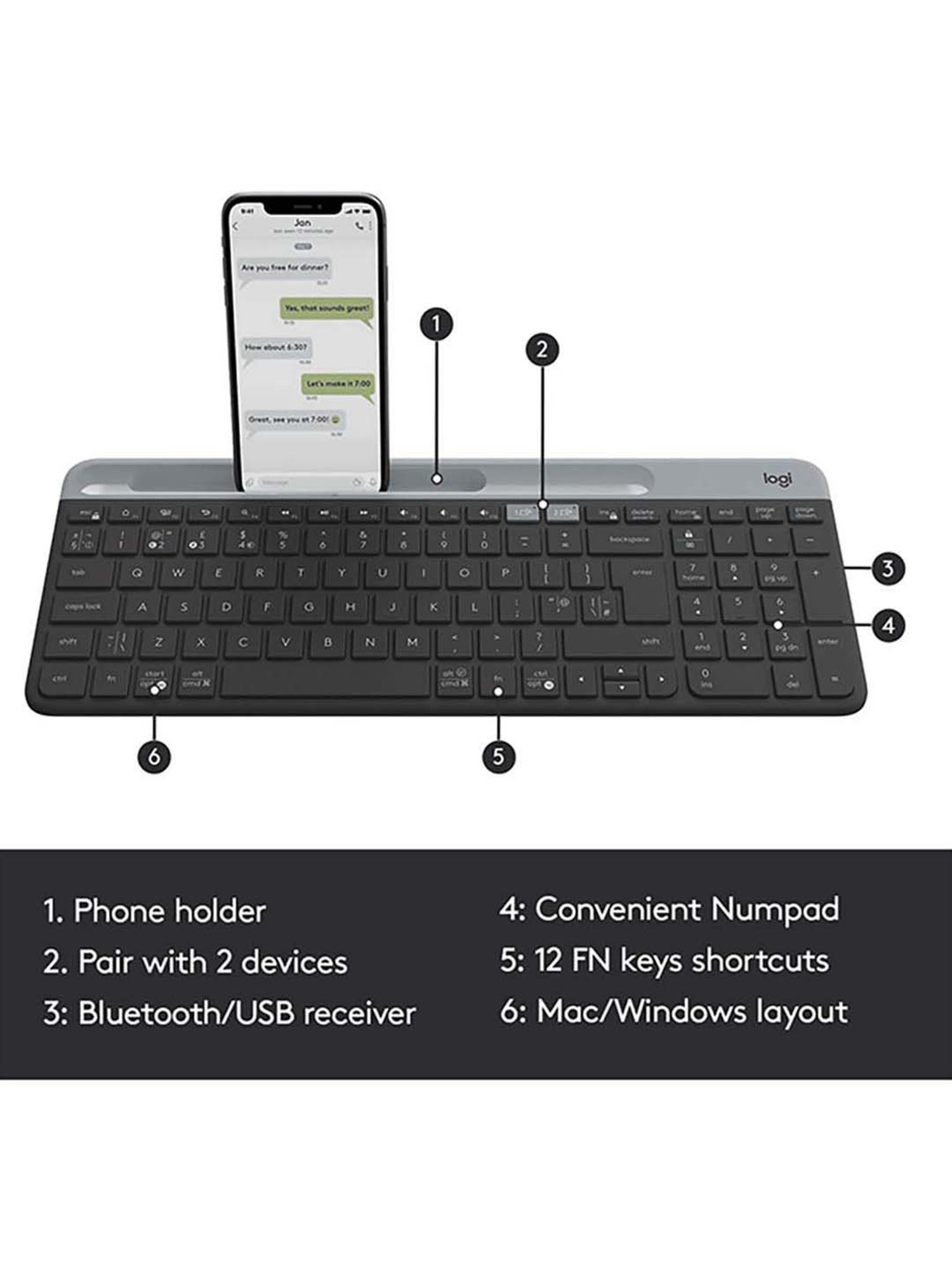 Logitech K580 920-009210 Wireless Keyboard (Black)