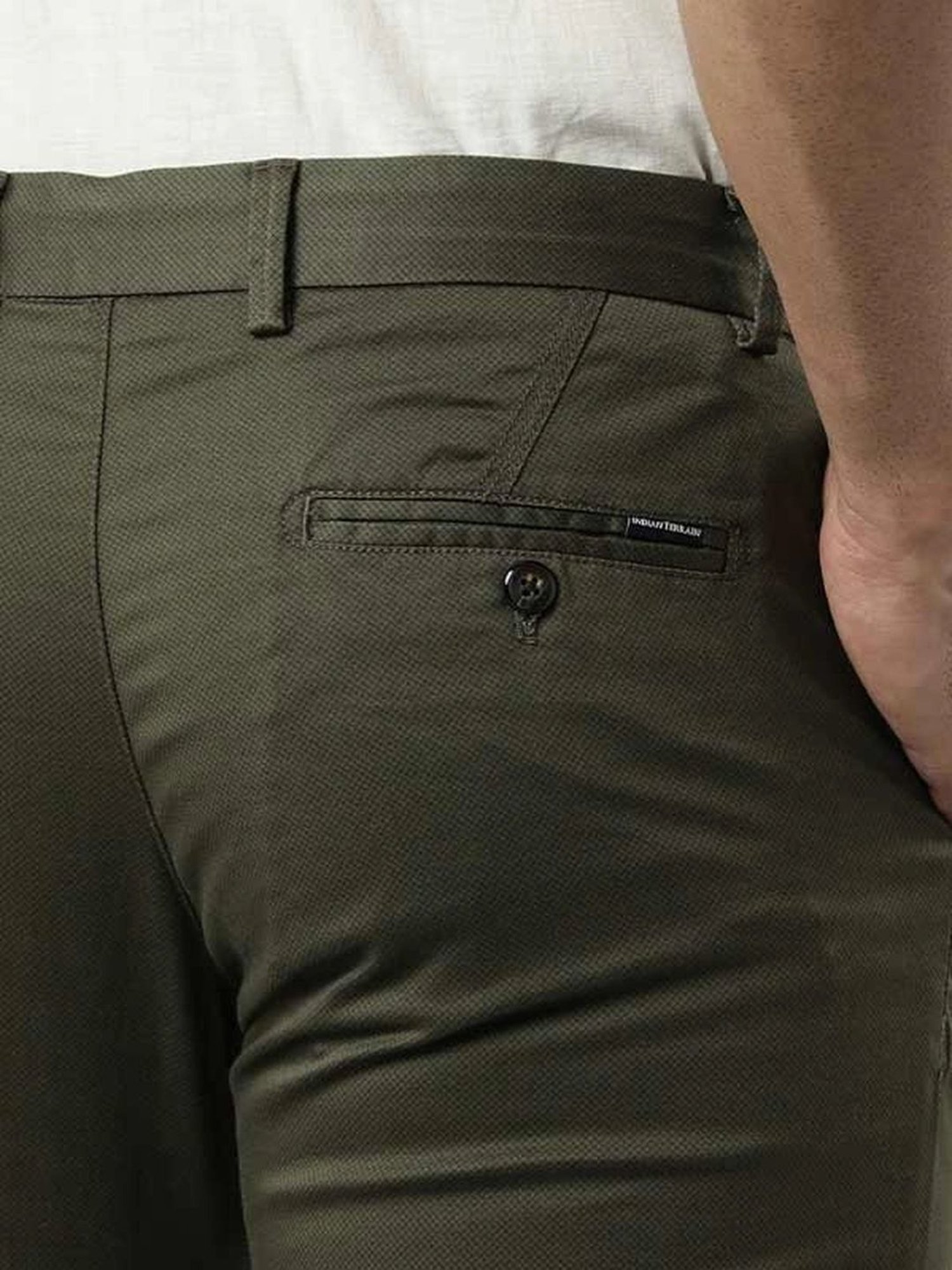 Indian Terrain Olive Slim Fit Trousers