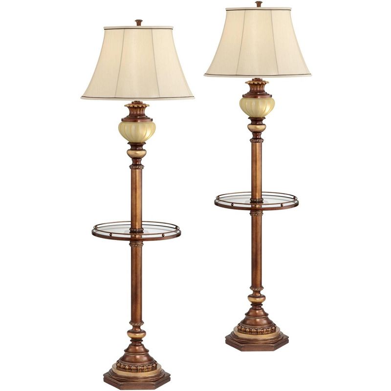 Kathy Ireland Night Light Glass Tray Floor Lamps Set of 2