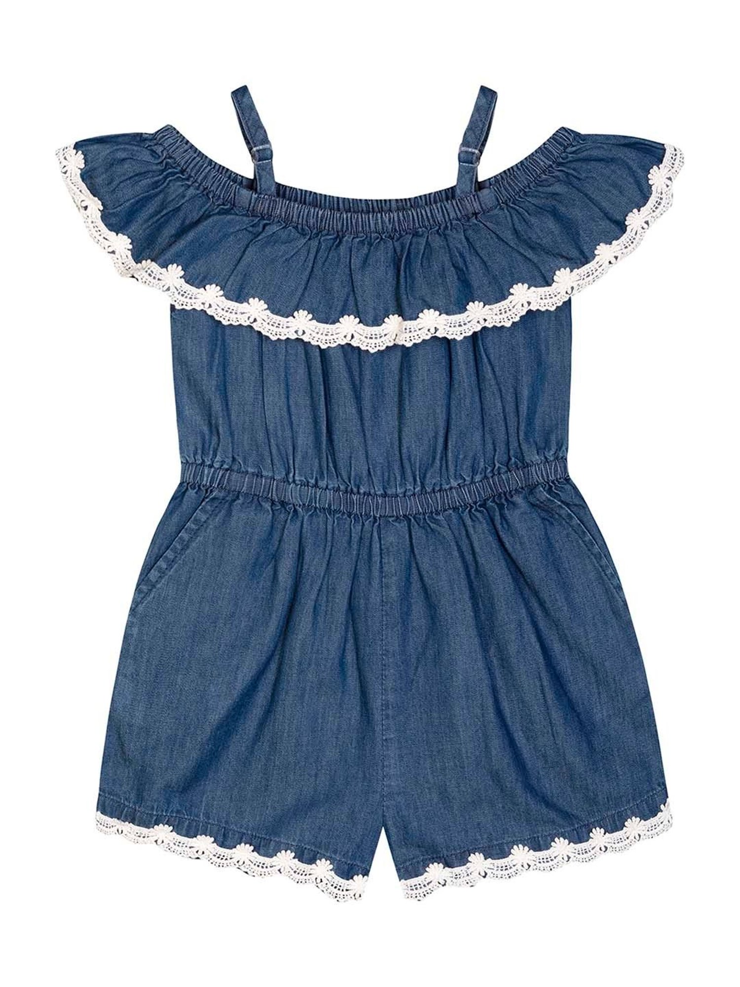 Budding Bees Kids Blue Embroidered Playsuit