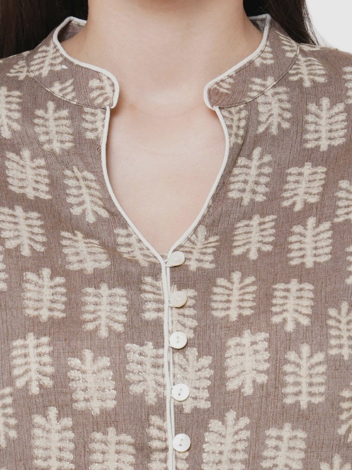 Fusion Beats Grey Printed A Line Kurta