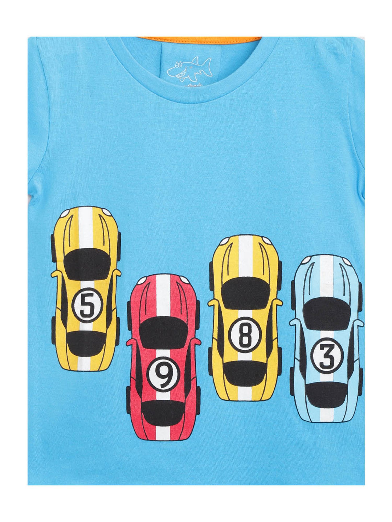 Lazy Shark Kids Navy & Blue Printed  T-Shirt with  Shorts