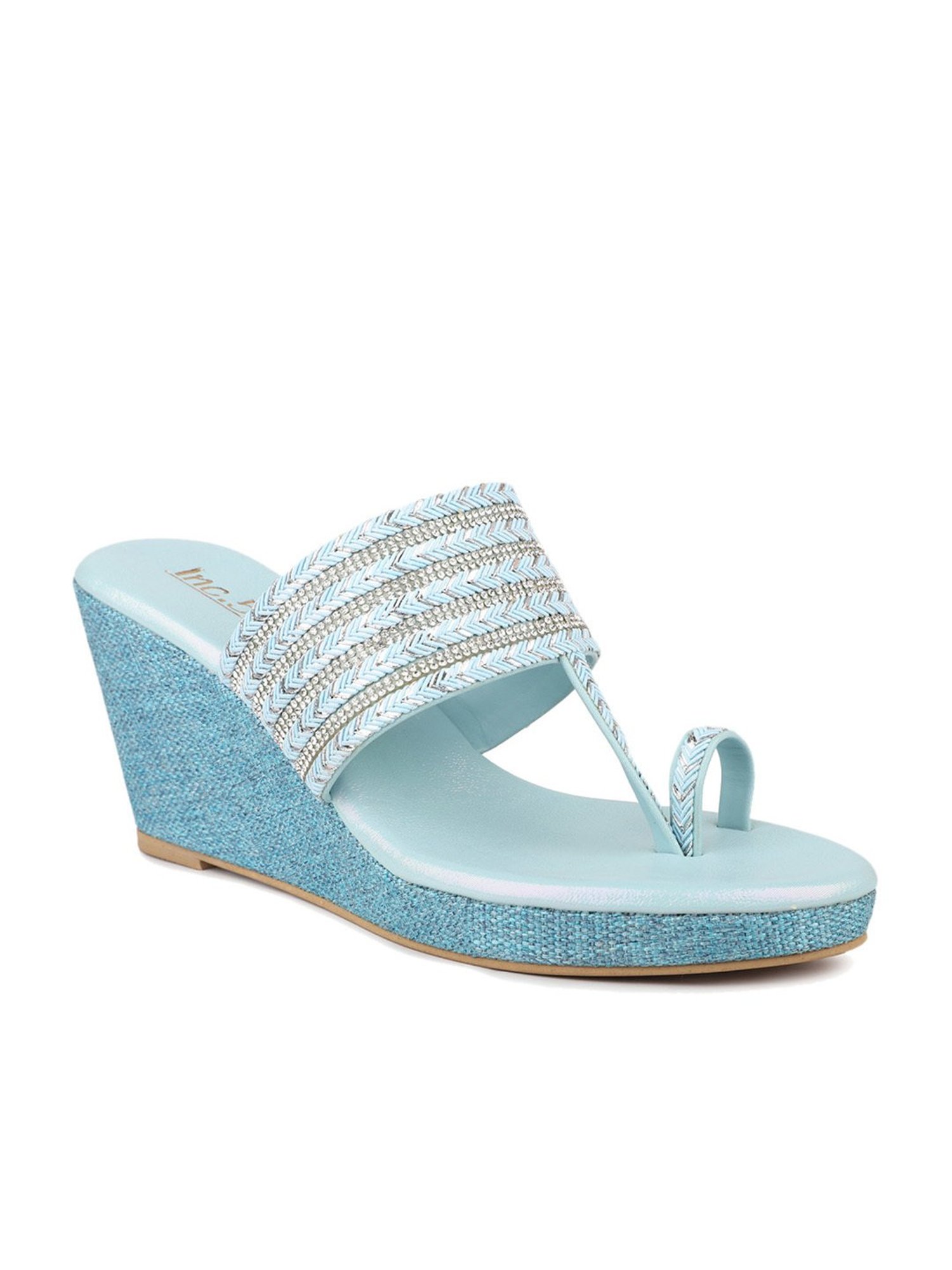 Inc.5 Women's Light Blue Toe Ring Wedges
