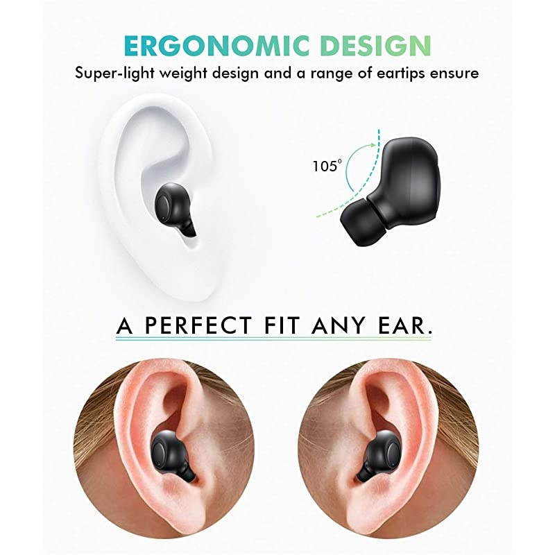 Single Bluetooth Earbud,  Mini Invisible Wireless Headset, in Ear Headphones, Sport Earpiece with Mic, Magnetic USB Charging for Car Vehicle Business, Waterproof Earphones for Samsung iPhone
