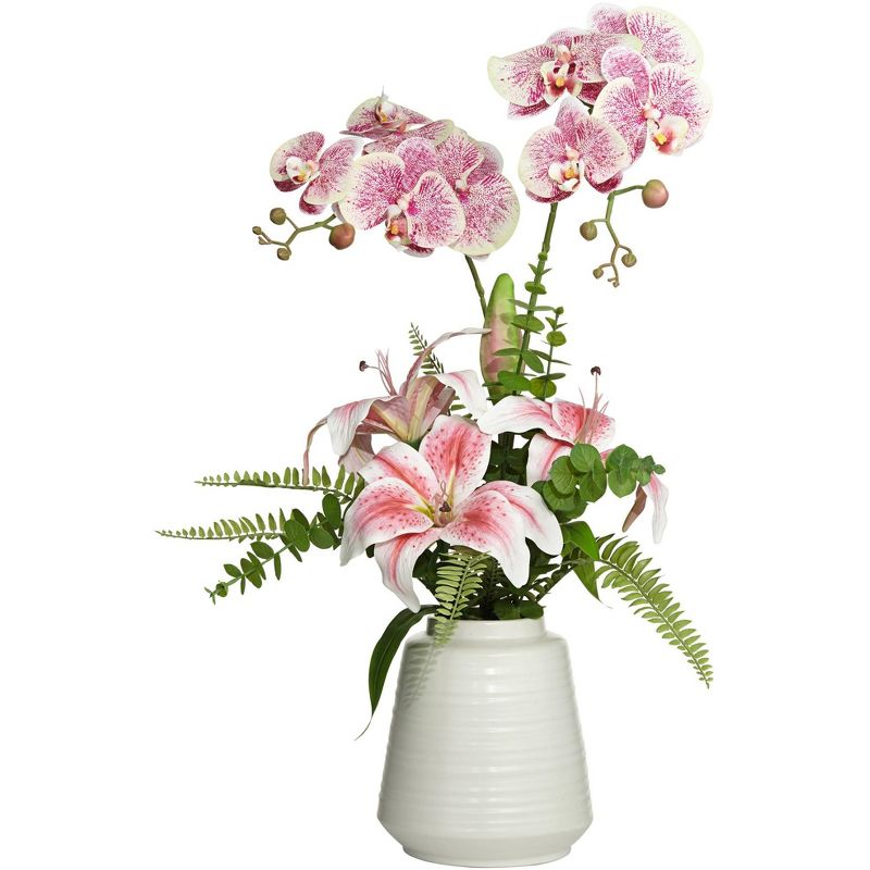 Dahlia Studios Pink Lily 29" High Faux Flowers in Vase