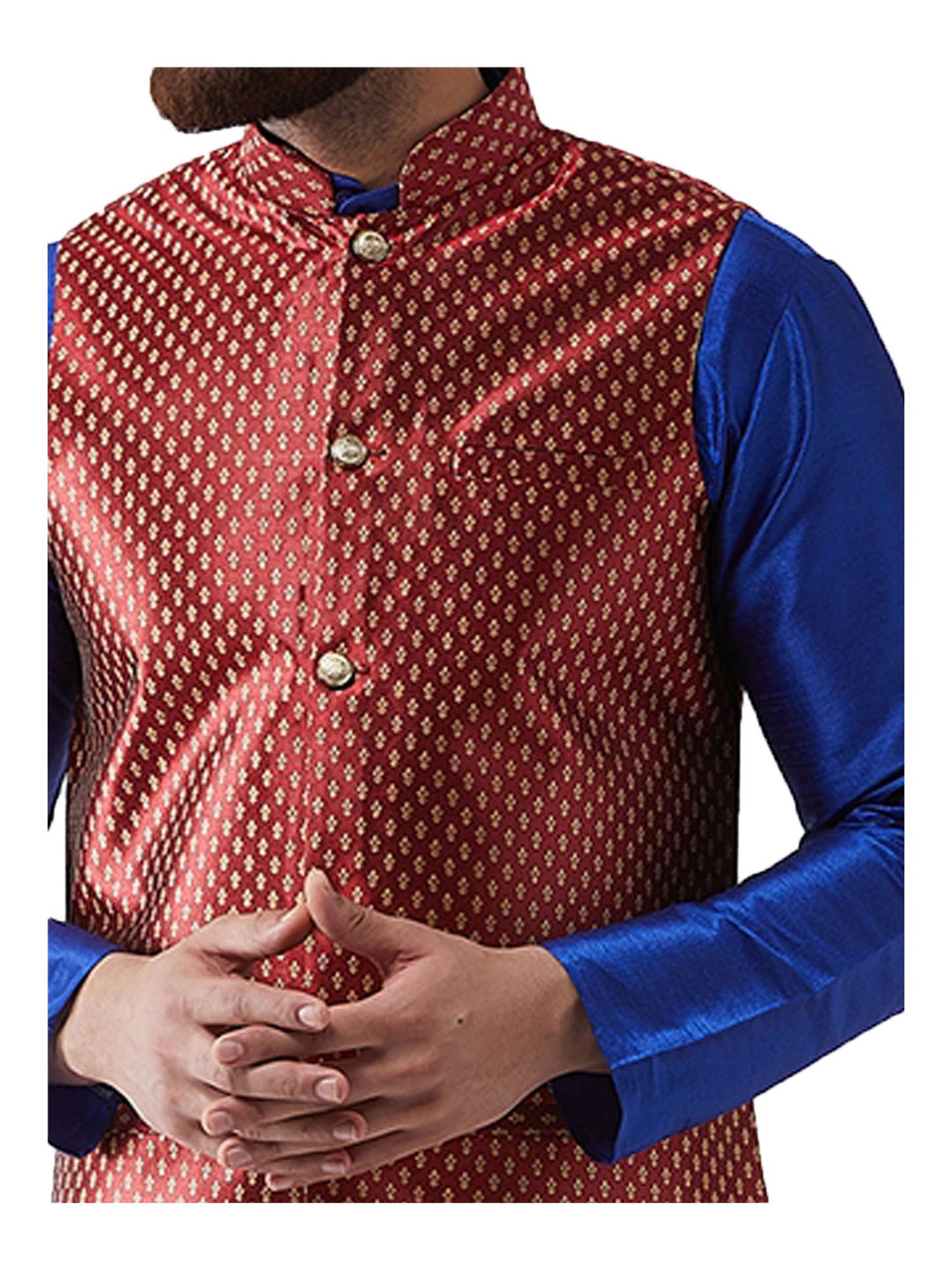 Sojanya Royal Blue & Maroon Printed Suit