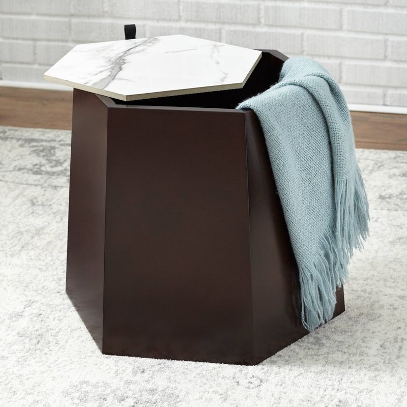Wallace Hexagonal Side Table Walnut - angelo : Home