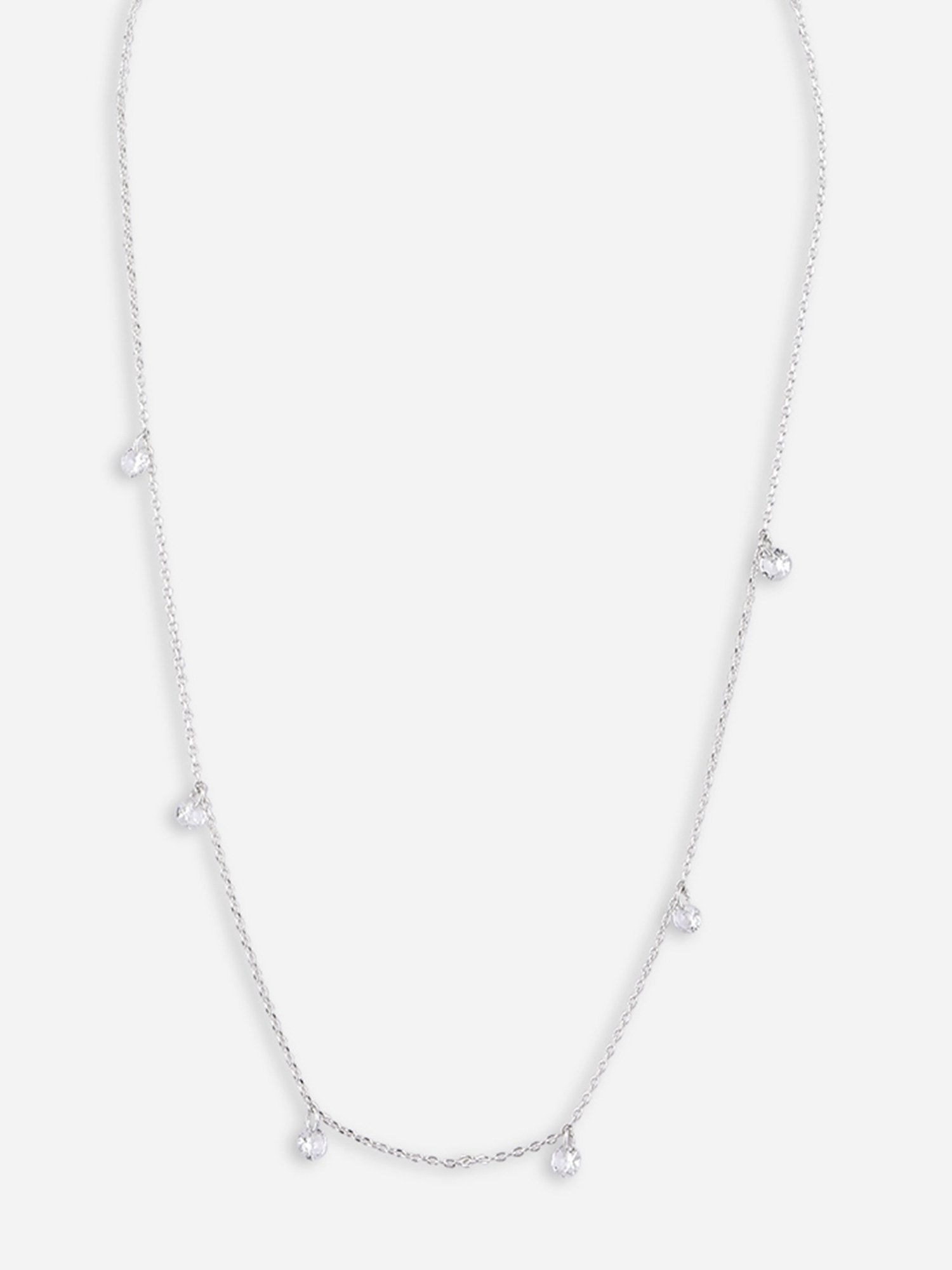ToniQ Slightly Silver Plated Cz Stone Studded Casual Wear Alloy Choker Necklace For Women