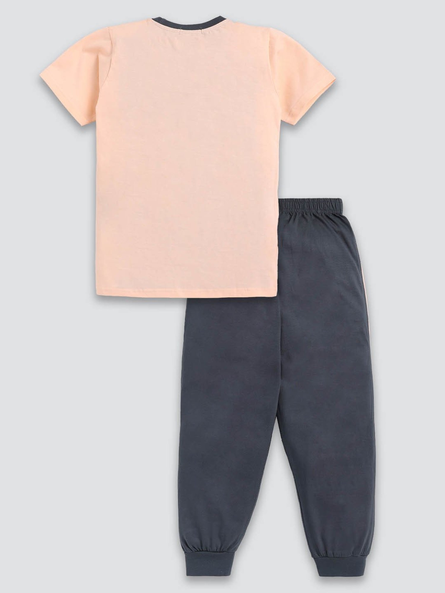 Todd N Teen Kids Peach & Navy Printed T-Shirt with Joggers