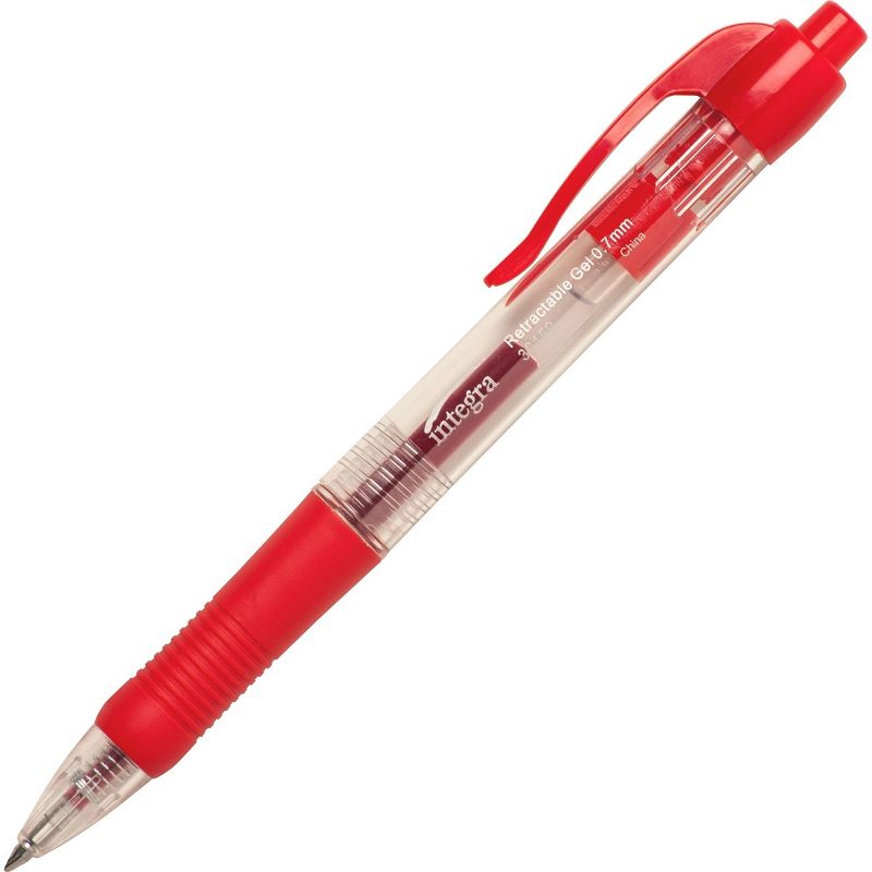 Integra Gel Pen Retractable Comfort Grip .7mm Point Red 36159
