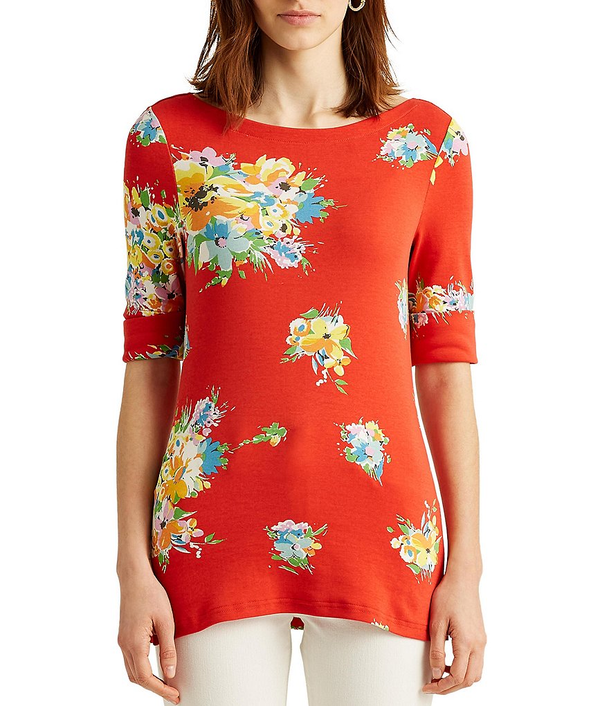 Calessa Floral Embroidered Round Neck Short Sleeve Tunic