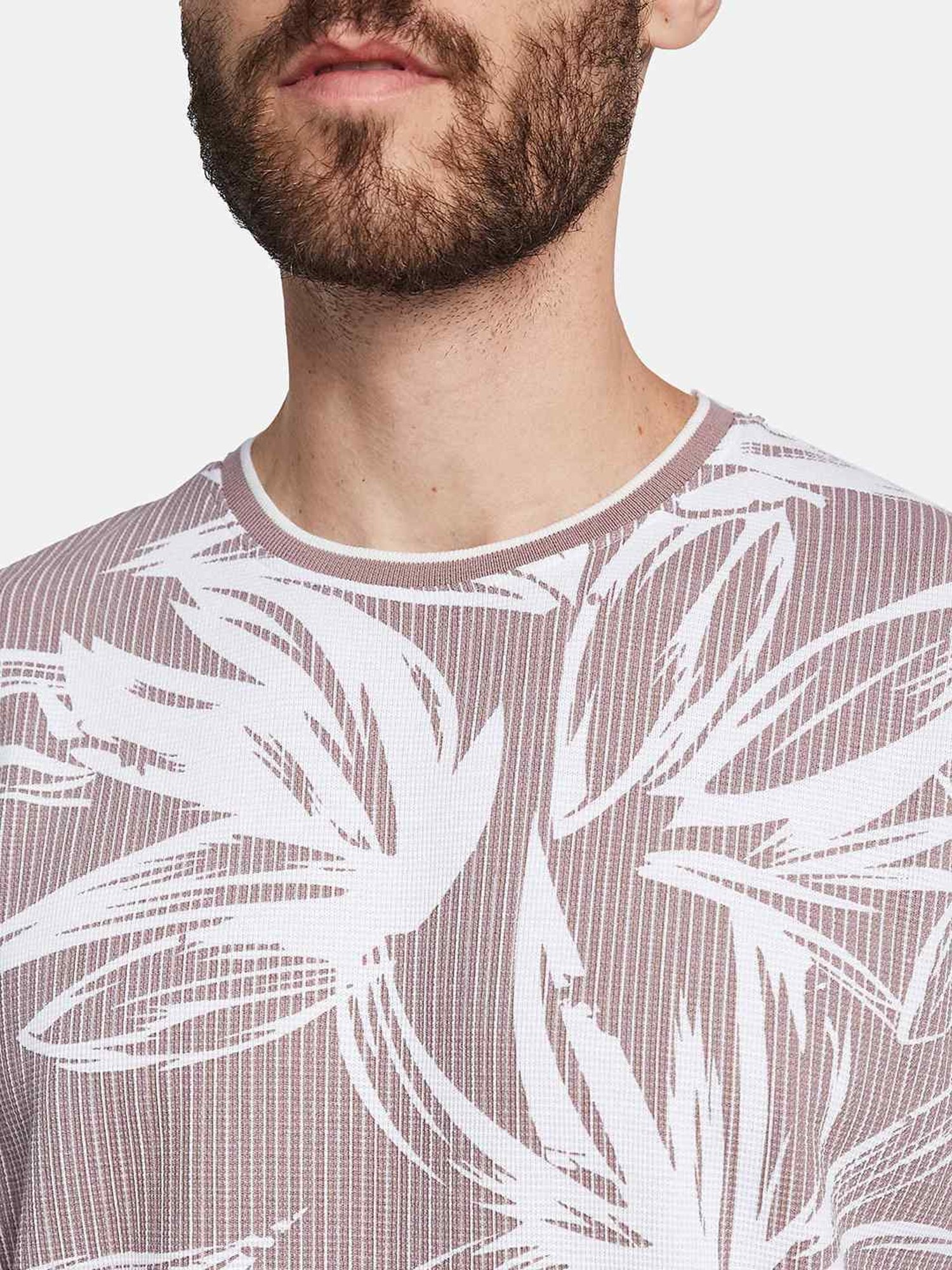 Octave Purple Cotton Regular Fit Floral Print T-Shirt