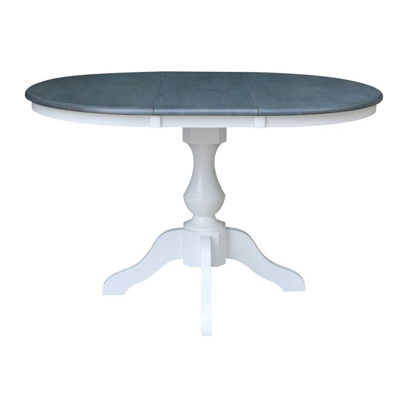 Kent 36" Round Top Dual 12" Drop Leaf Dining Table White/Heather Gray - International Concepts