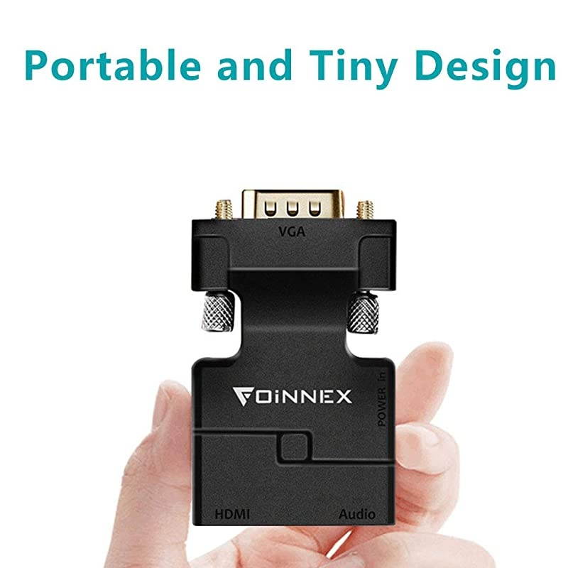 VGA to HDMI Adapter Converter with AudioPC VGA Source Output to TVMonitor with HDMI Connector Active Male VGA in Female HDMI 1080p Video Dongle adaptador for ComputerLaptopProjector