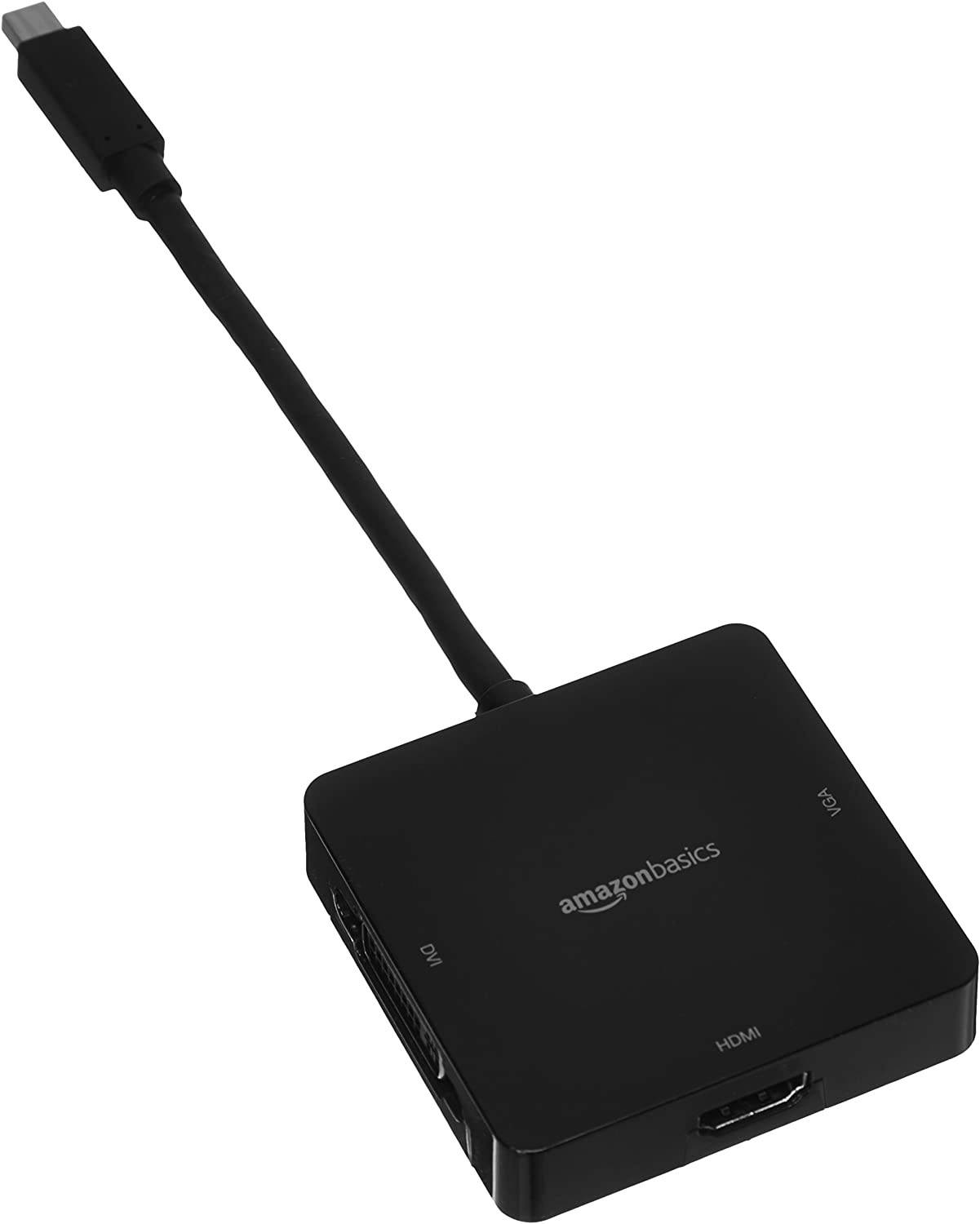 Amazon Basics Mini DisplayPort to HDMI DVI VGA Display Adapter - Black