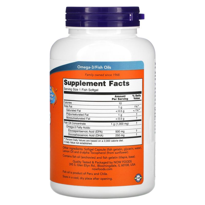 Now Foods Ultra Omega-3, 500 EPA/250 DHA, 180 Fish Softgels, Omegas and Fish Oil
