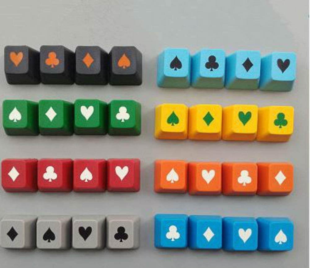 Mugen Custom Green Poker 4pc Keycaps Set for Cherry MX Switches - Fits Most Mechanical Gaming Keyboards - with Keycap Puller