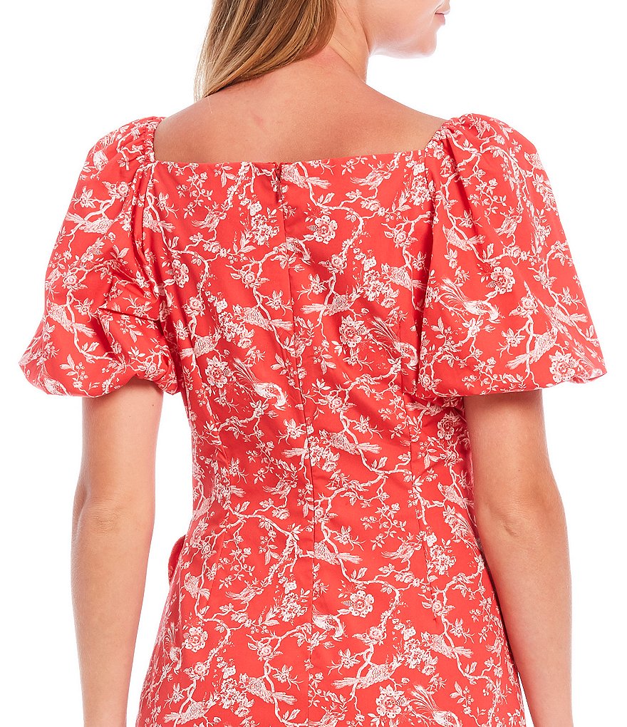 Sachin & Babi Catherine Puff Sleeve Ruffle Hem Faux Wrap Mini Dress