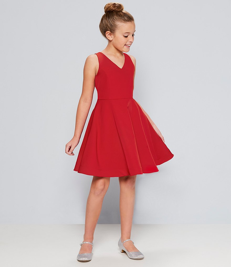 Rare Editions Big Girls 7-16 Sleeveless Bow-Back Fit-And-Flare Dress