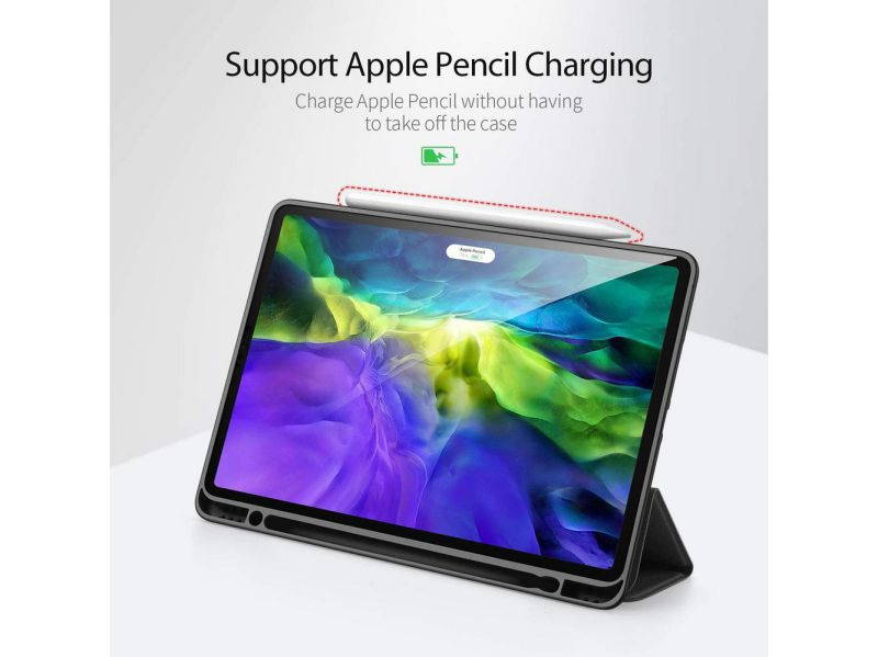 GANGXUN Case for iPad Pro 11 2020/2018, Trifold Smart Slim Magnetic Protective Case Cover with Pencil Holder [Supports Apple Pencil 2 Wireless Charging], Auto Wake/Sleep, Black