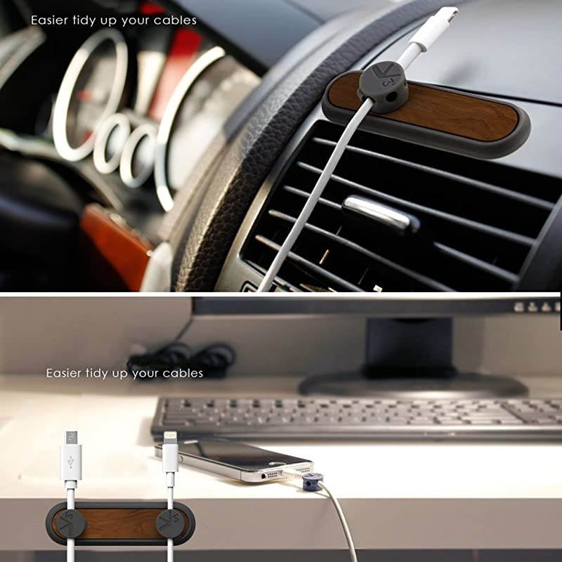 Dark Grey TedGem 2018 Upgraded Magnetic Clips Desktop Cord Management Multipurpose Organizer with 3 Buckles and 2 Bases for Cell Phone Cable