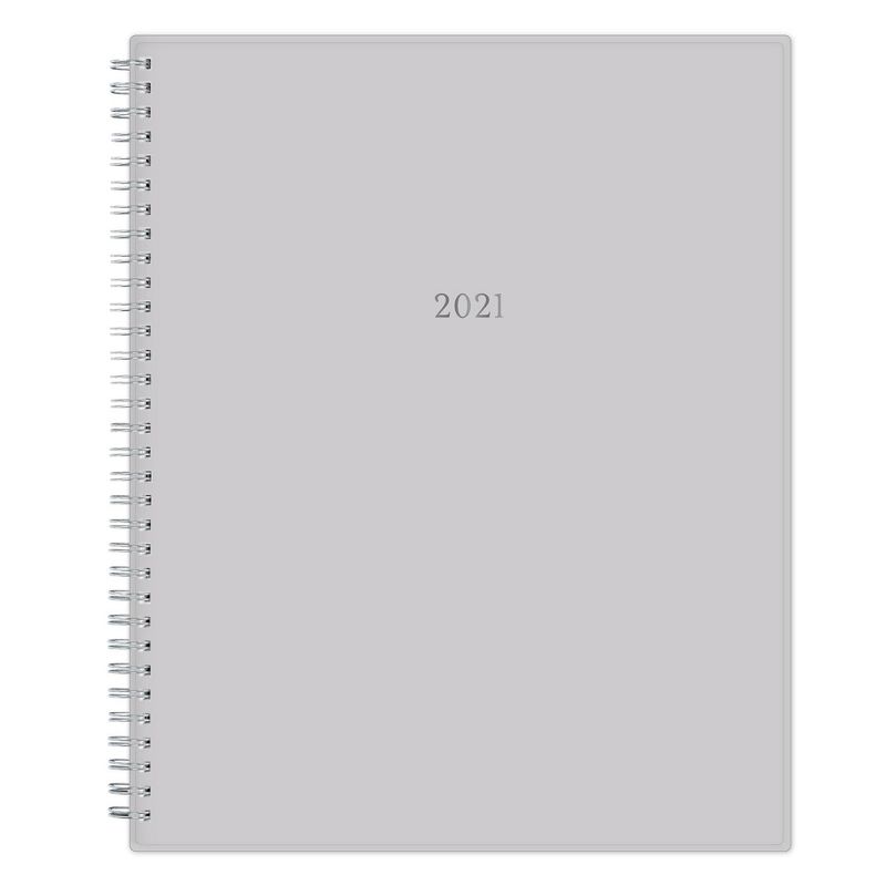 2021 Planner 8.5" x 11" Solid Plastic Cover Weekly/Monthly Wirebound Solid Gray - Blue Sky