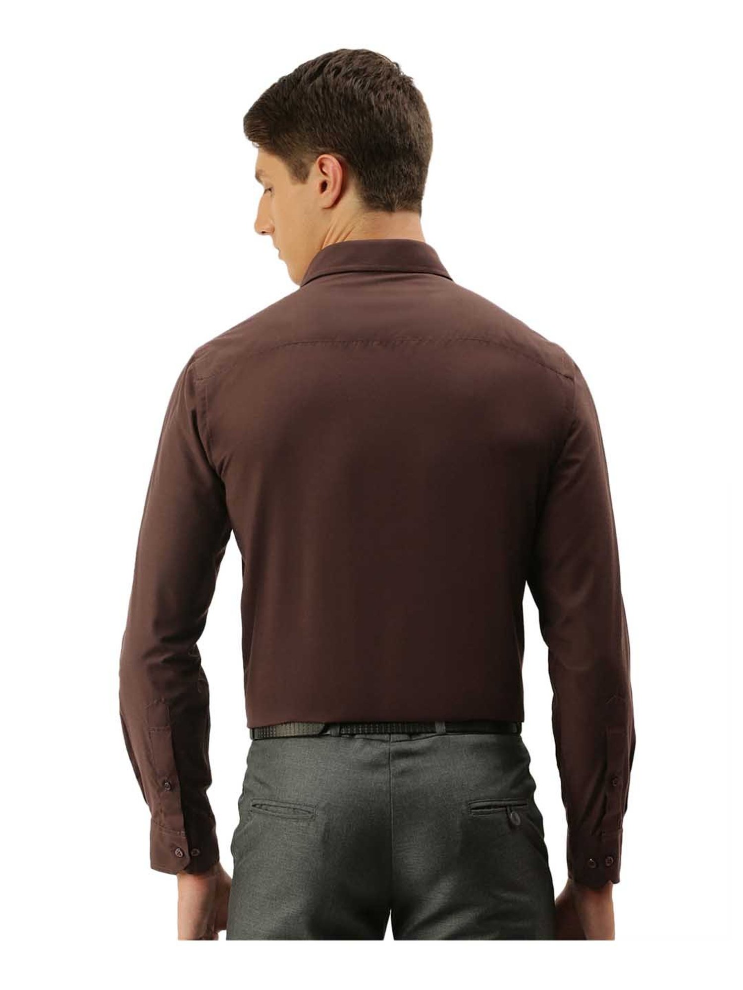 English Navy Brown Slim Fit Shirt