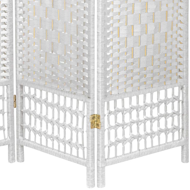 5 1/2 ft. Tall Fiber Weave Room Divider - White (5 Panel)