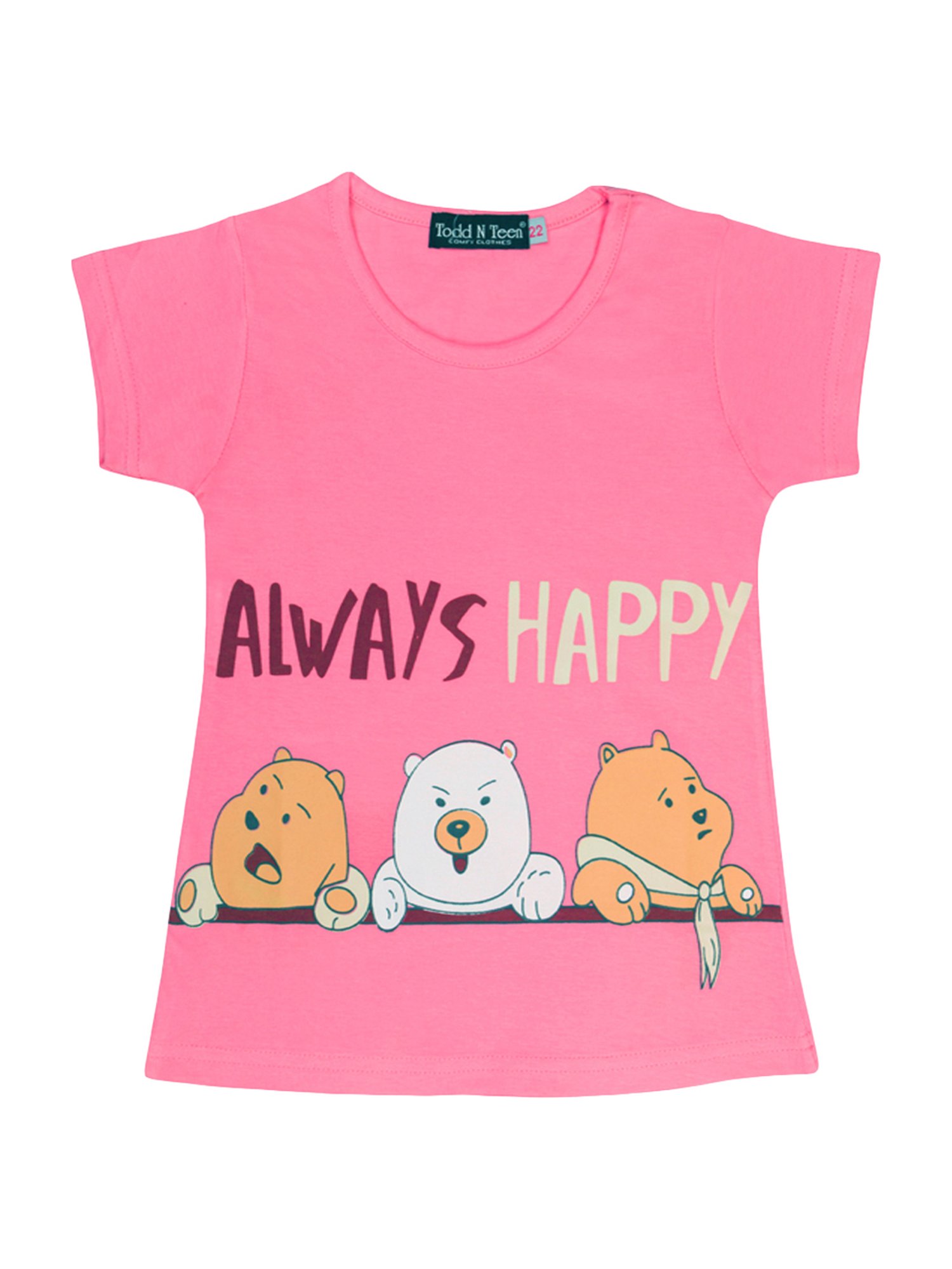 Todd N Teen Kids Pink Cotton Printed T-Shirt & Capris