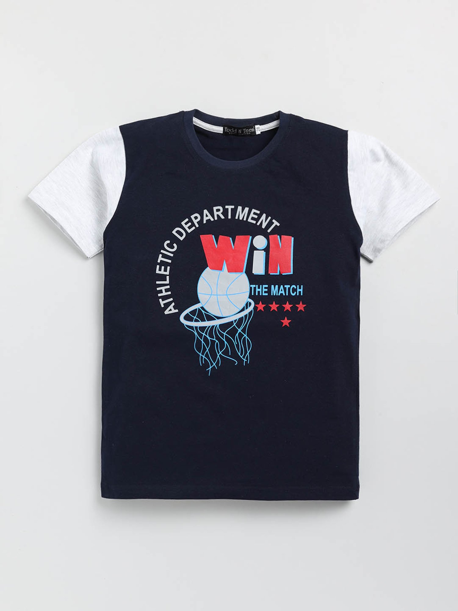 Todd N Teen Kids Navy & white Printed T-Shirt with Joggers