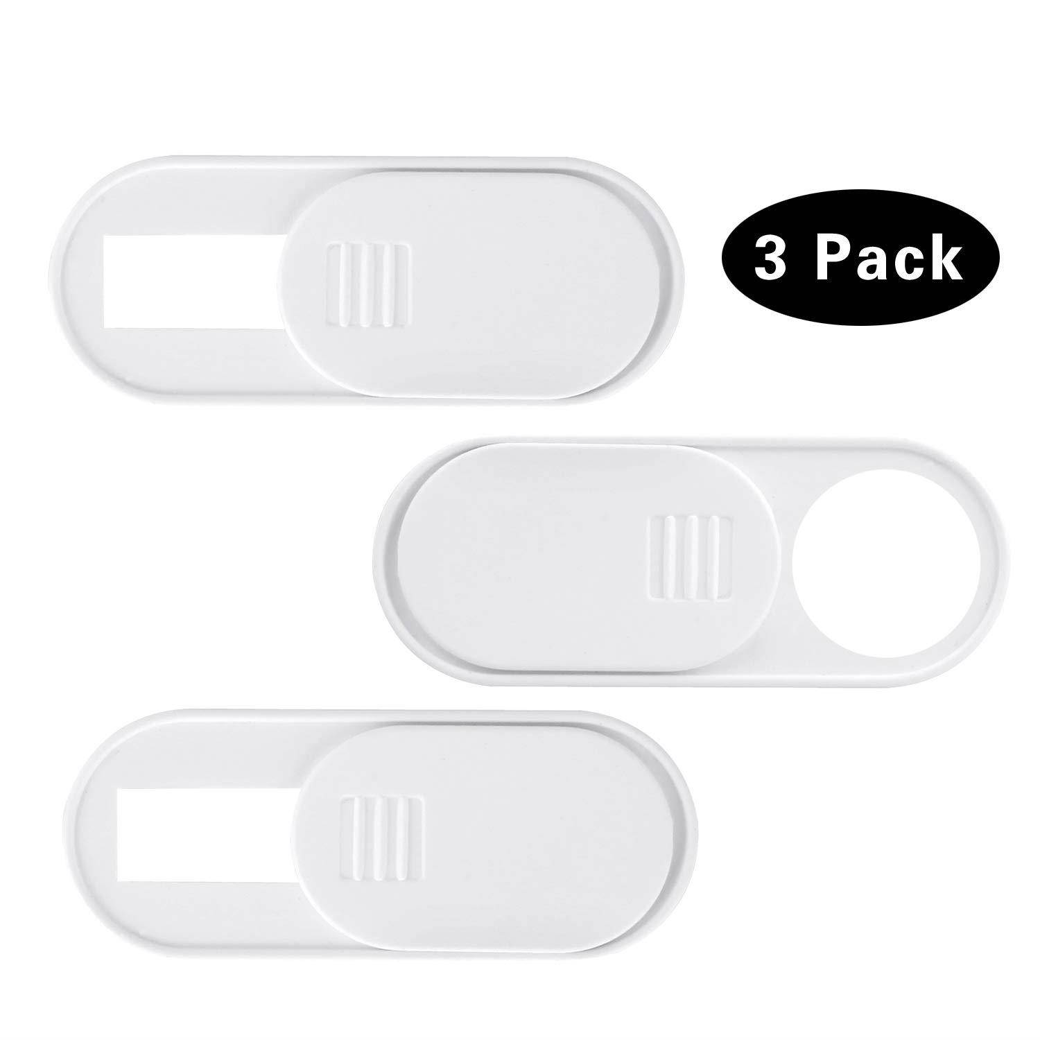 3 Pack Ultra Thin Webcam Cover Slide Camera for Laptop Computer LCD Ecoho Show Tablet iPad Phone Protect Privacy White