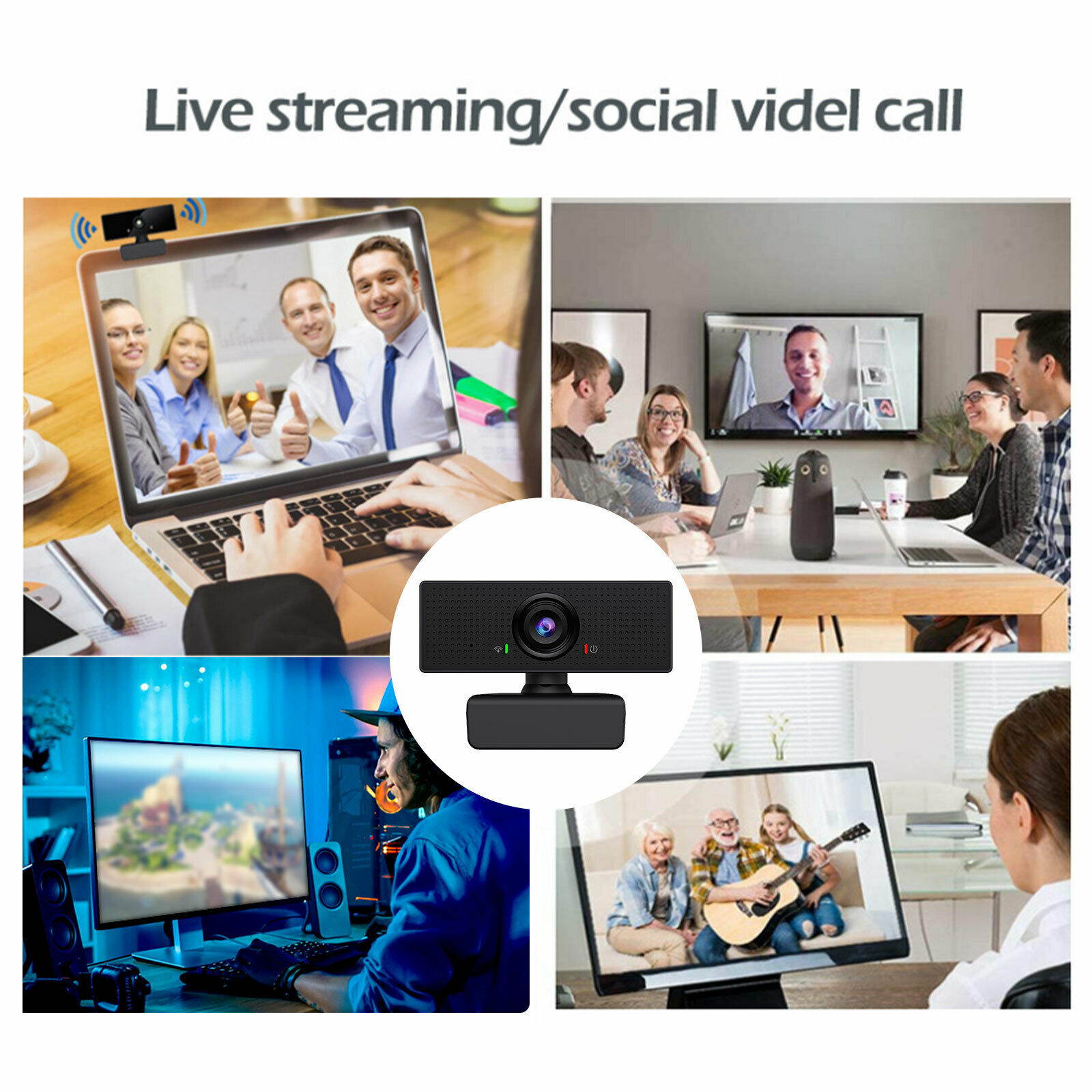 Webcam 1080P FHD Web Camera Auto Focusing Cam Microphone For PC Laptop Desktop