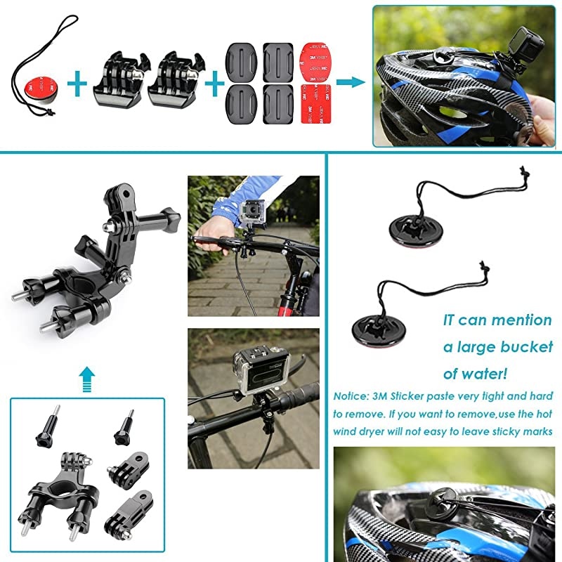 50In1 Action Camera Accessory Kit Compatible with GoPro Hero 8 Max 7 6 5 4 Black GoPro 2018 Session Fusion Silver White Insta360 DJI AKASO APEMAN Campark SJCAM Action Camera etc