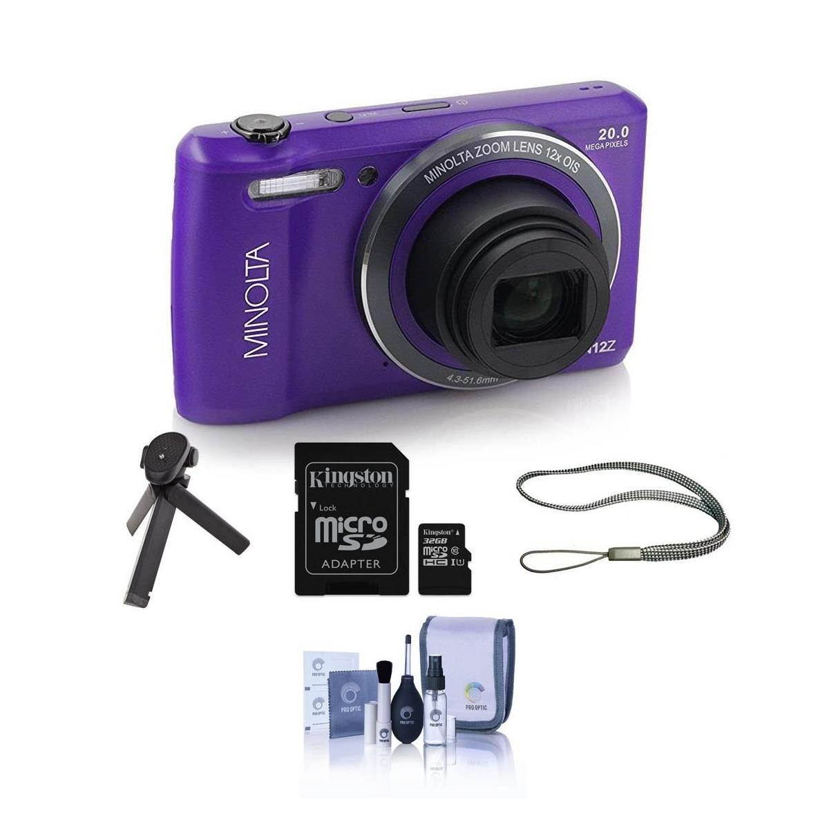 Minolta MN12Z 20MP 12X Optical Zoom Wi-Fi Camera Purple - With Accessories