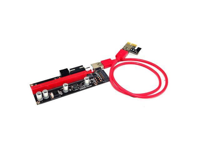 Mining Dedicated Graphics Card Extension Cable Adapter with SATA Cable X1 to X16 PCIe Riser Cable 60cm USB 3.0 Cable,PCI Express X1 to X16 GPU Mining Card, SATA,6Pin and Molex 3 Power Options-2pcs/Lot