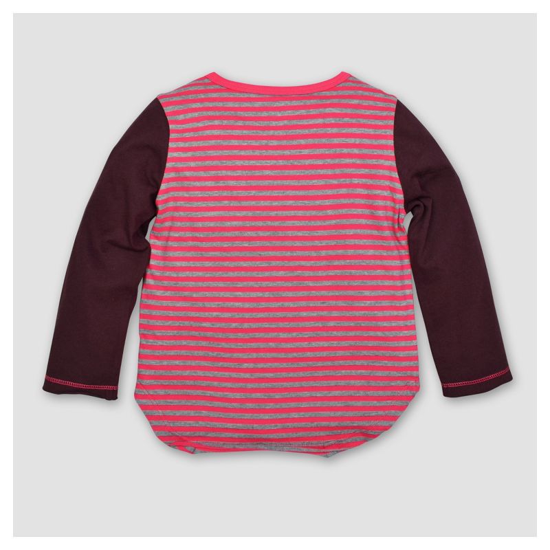 Burt's Bees Baby® Toddler Girls' Striped Pocket Long Sleeve T-Shirt - Magenta 3T