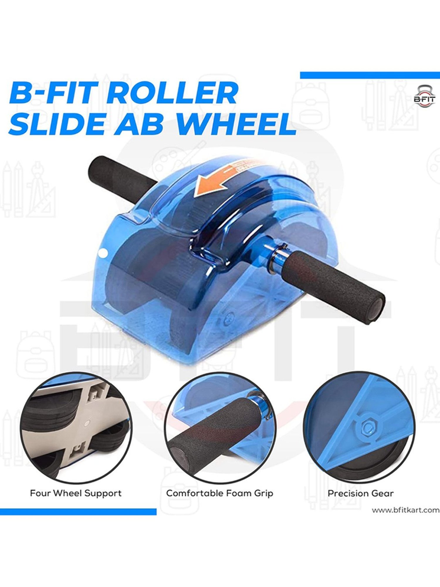 B Fit AB3412 AB Exercise Roller (Blue)