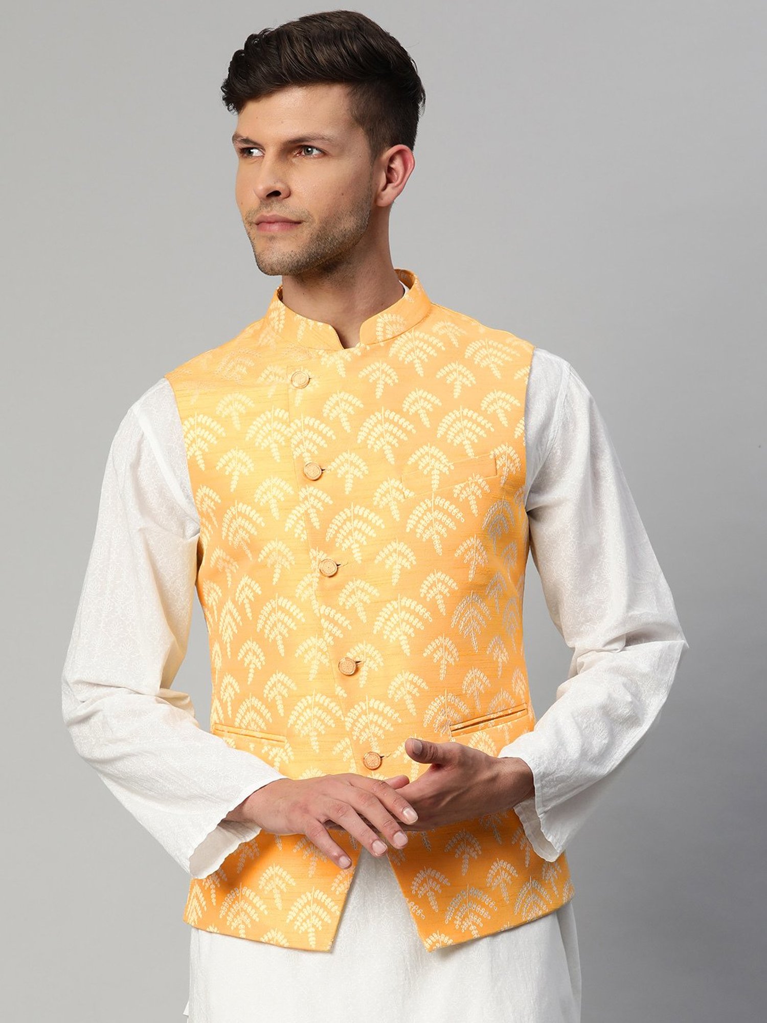 VASTRAMAY Teal Green Regular Fit Printed Nehru Jacket