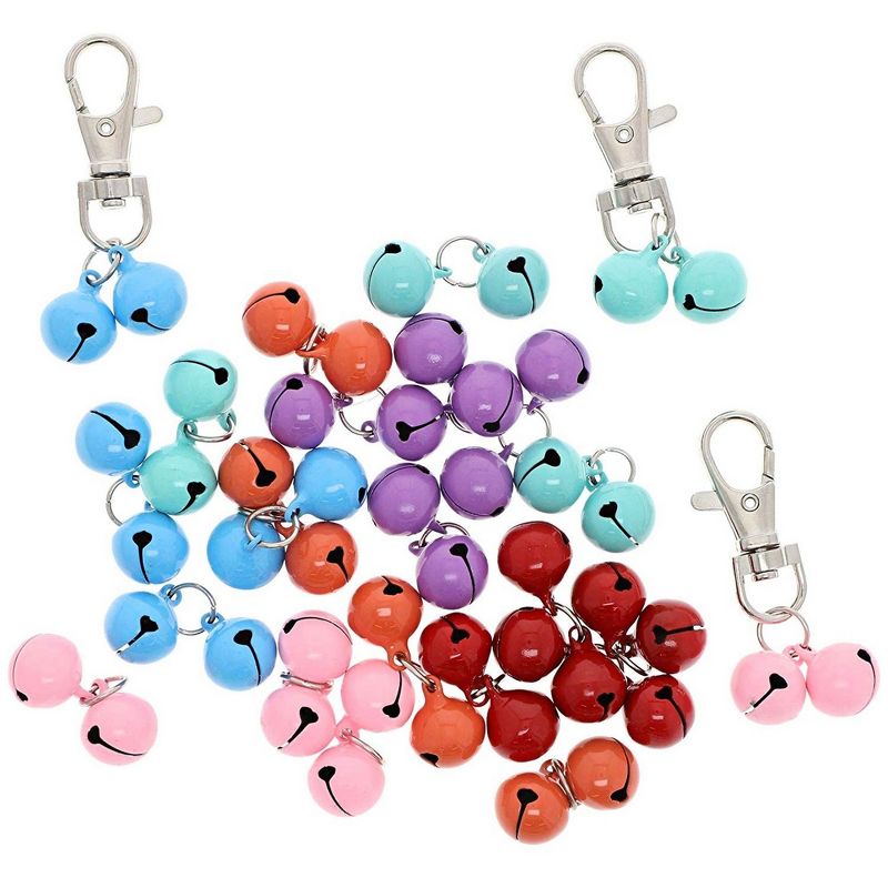 Juvale 24-Pack Assorted Pet Collar Bell for Cats and Dogs, Includes 3 Clips, 1/2 Inches