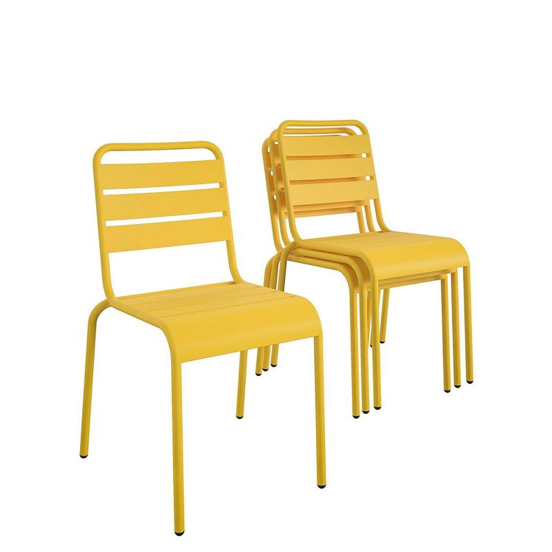 June 4pk Outdoor Stacking Chairs - Yellow - Novogratz