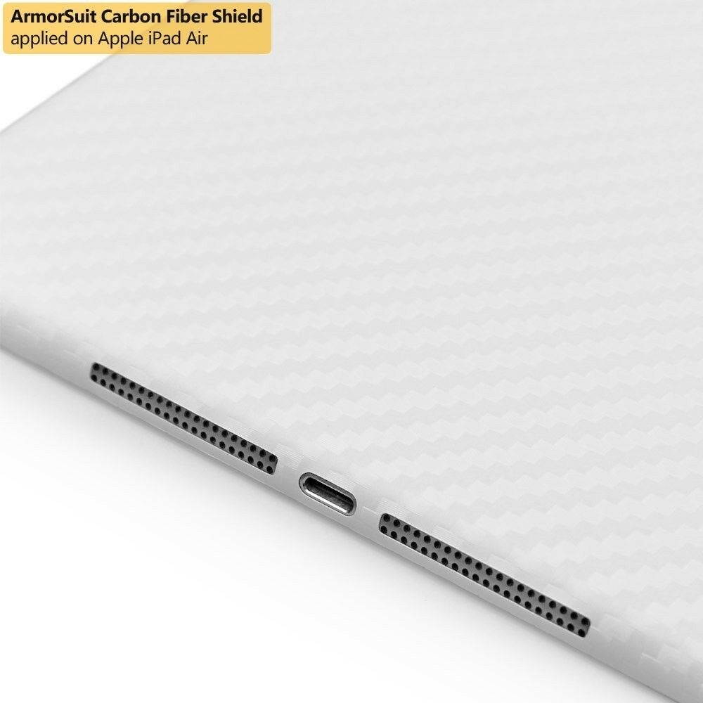 ArmorSuit MilitaryShield Apple iPad Air Screen + White Carbon Fiber Skin! NEW!